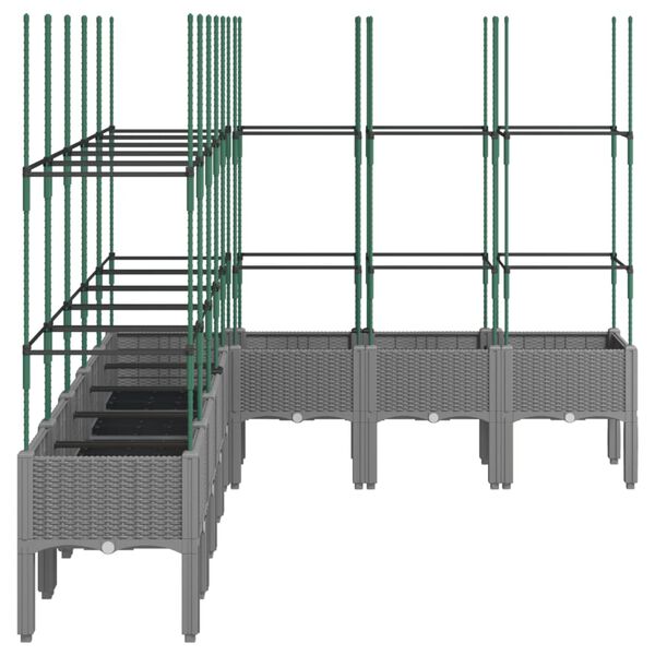 vidaXL Градински сандък с пергола, светлосив, 200x160x142,5 см, PP