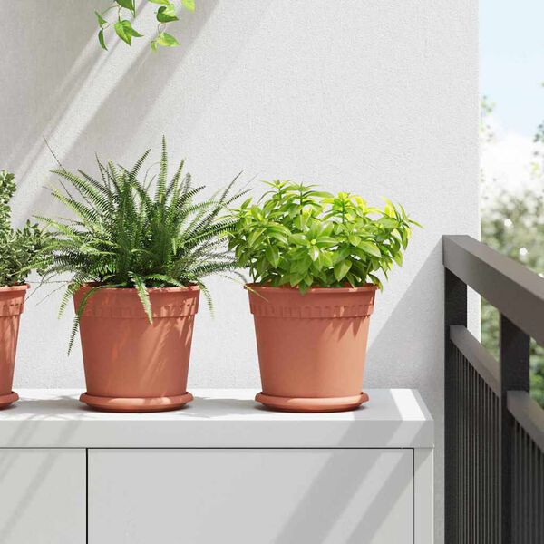 vidaXL Кръгла саксия за цветя 6 pcs Червено тухла &Oslash; 19 x 16 см