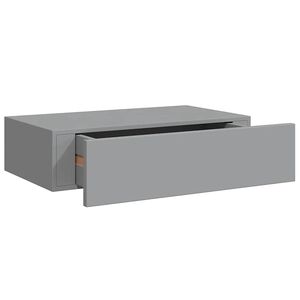 vidaXL Стенен рафт с чекмедже, сив, 40x23,5x10 см, МДФ
