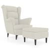 vidaXL Фотьойл Wingback с табуретка, кремав, кадифе