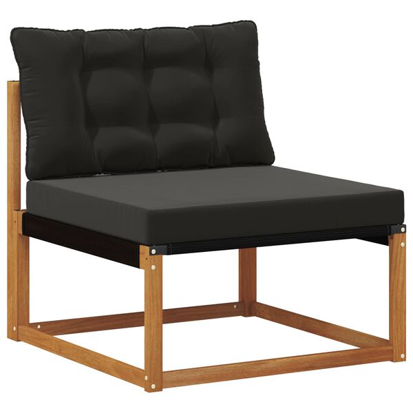 vidaXL Комплект дивани за открито 4 pcs Естествено и черно