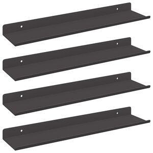 vidaXL Плаващ рафт 4 pcs Черен 40 x 8,5 x 2,5 см Стомана