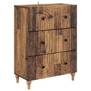 vidaXL Чекмеджетен шкаф Старо дърво 66 x 34,5 x 90 см