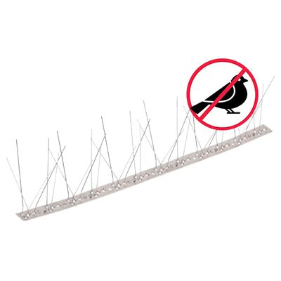 vidaXL 5-редови иноксови шипове срещу птици и гълъби, 20 бр, 10 м