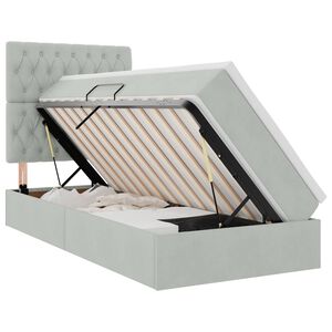 vidaXL Легло с място за съхранение и матрак Светлосиво 90 x 190 cm
