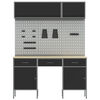 vidaXL Работна маса с чекмедже 8 pcs Черно 150 x 55 x 200 см Стомана