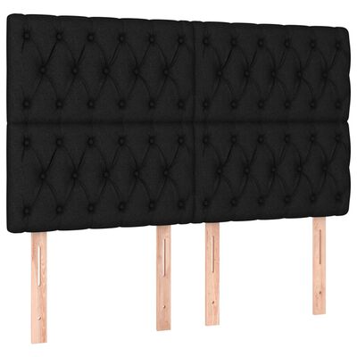vidaXL LED горна табла за легло, черна, 160x7x118/128 см, плат