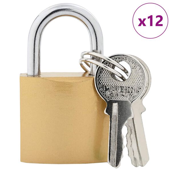 vidaXL U Lock с ключове 12 pcs Месинг Желязо