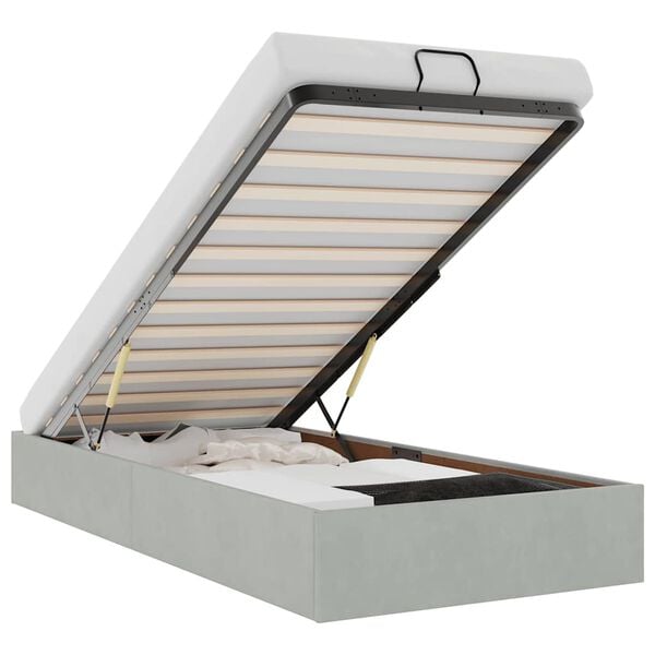 vidaXL Османска рамка за легло без матрак светлосива 100x200 см кадифе