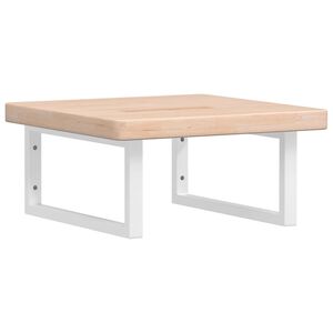 vidaXL Стенен рафт за мивка, стомана и масивно дърво дъб