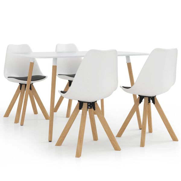 vidaXL Комплект за хранене от 5 части, 120x60 см, бял и черен