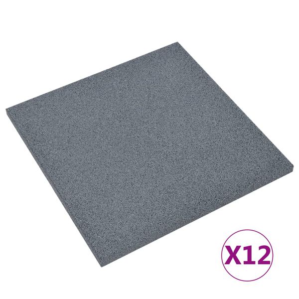 vidaXL Ударопоглъщащи каучукови плочи, 12 бр, 50x50x3 см, сиви