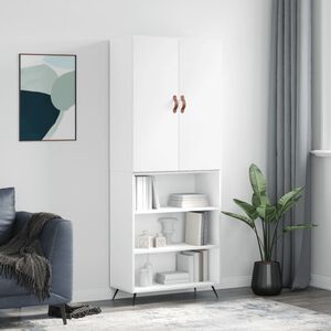 vidaXL Висок шкаф, бял, 69,5x34x180 см, инженерно дърво