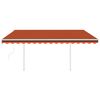 vidaXL Автоматично прибиращ се сенник с прътове 4x3м оранжево и кафяво