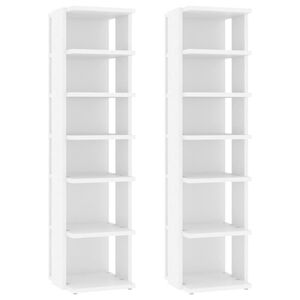 vidaXL Шкафове за обувки, 2 бр, бели, 27,5x27x102 см, инженерно дърво