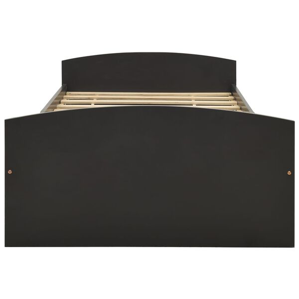 vidaXL Рамка за легло с 2 чекмеджета сива бор масив 90x200 см