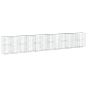 vidaXL Габионна кошница с капак, 1200x100x200 см, поцинковано желязо