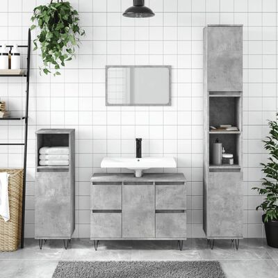 vidaXL Шкаф за баня, бетонно сив, 80x33x60 см, инженерно дърво