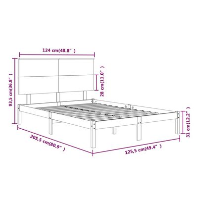 vidaXL Рамка за легло, масивен бор, 120х200 см