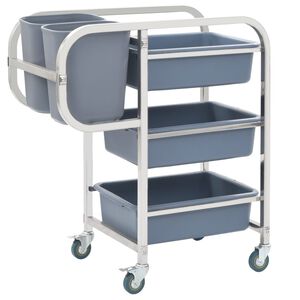 vidaXL Кухненска количка с пластмасови контейнери, 82x43,5x93 см