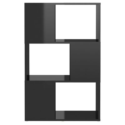 vidaXL Библиотека/разделител за стая, черен гланц, 60x24x94 см, ПДЧ
