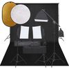 vidaXL Фотографски комплект за студио, комплект лампи, фон и рефлектор