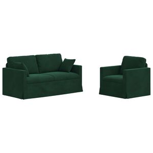 vidaXL Комплект дивани 2 pcs Тъмен зелен 158 x 78 x 80 см Кадифе