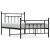 vidaXL Метална рамка за легло с горна и долна табла, черна, 100x200 см