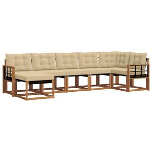 vidaXL Комплект дивани за открито 7 pcs Натурален и Бежов