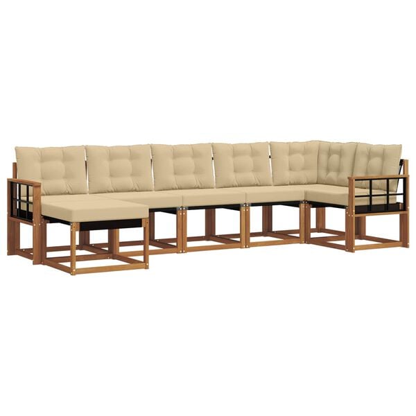 vidaXL Комплект дивани за открито 7 pcs Натурален и Бежов