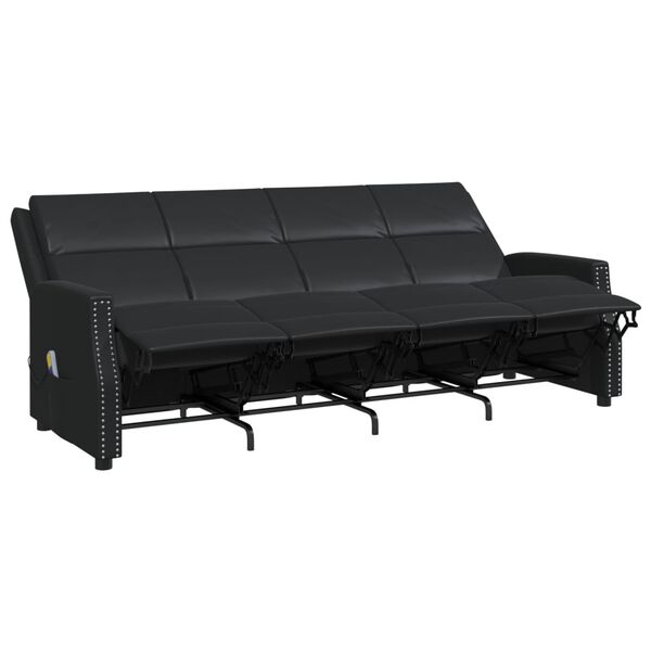 vidaXL 4-местен масажен реклайнер, черно, изкуствена кожа