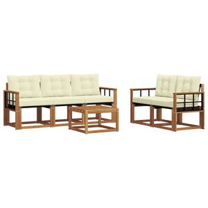 vidaXL Комплект дивани за открито 6 pcs Натурален и Крема