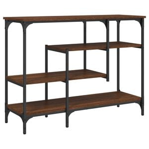 vidaXL Конзолна маса с рафтове, кафяв дъб, 100x35x75 cм