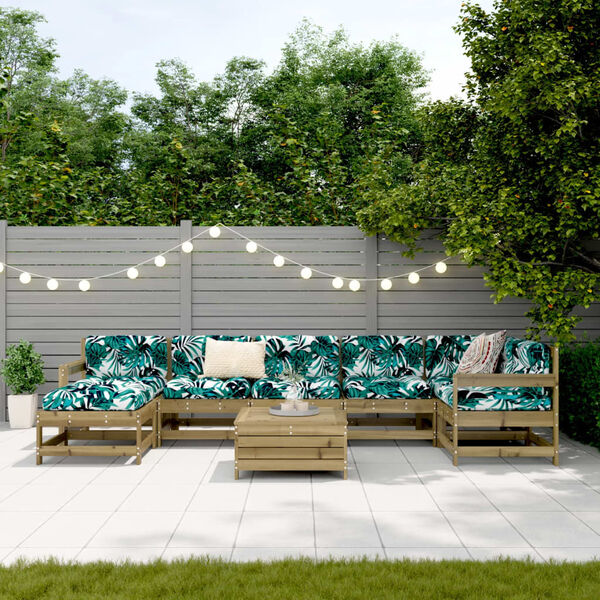 vidaXL Градински комплект диван от 8 части, импрегниран бор