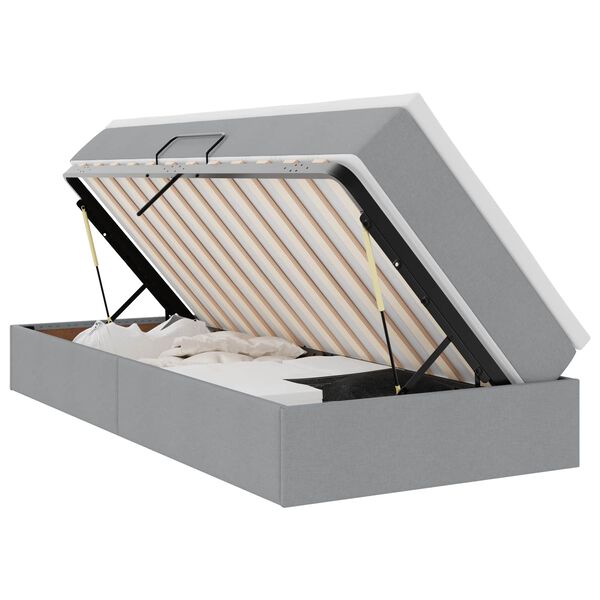 vidaXL Легло с място за съхранение и матрак Светлосиво 90 x 190 cm