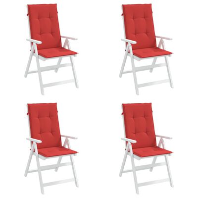 vidaXL Възглавници за стол с облегалка 4 бр червени 120x50x3 см плат