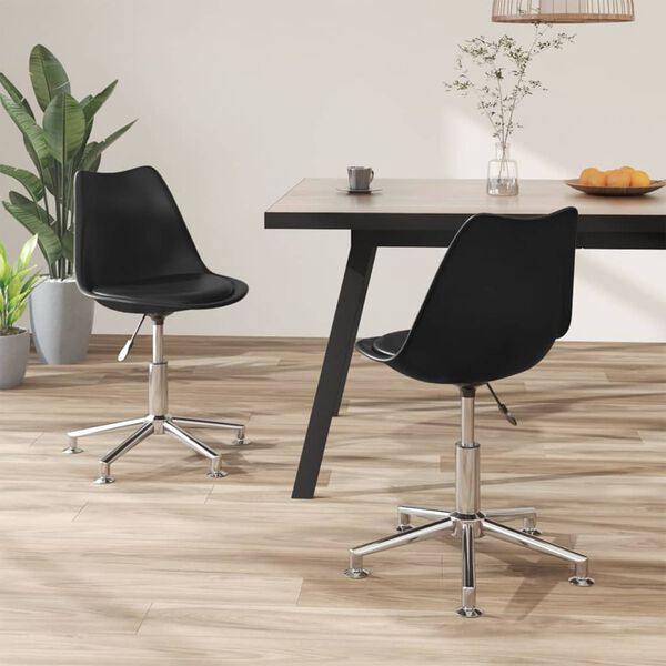 vidaXL Въртящи се трапезни столове, 2 бр, черни, изкуствена кожа