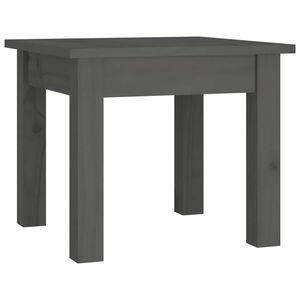 vidaXL Кафе маса, сива, 35x35x30 см, борово дърво масив