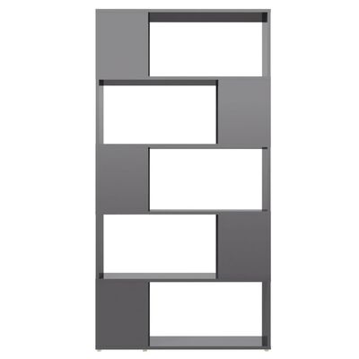 vidaXL Библиотека/разделител за стая, сив гланц, 80x24x155 см, ПДЧ