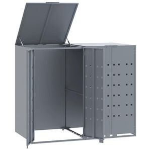 vidaXL Навес за 2 коша на колела, сив, 138x79x117 см, стомана
