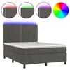 vidaXL Боксспринг легло с матрак и LED, тъмносиво, 140x200 см, кадифе