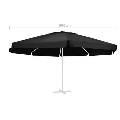 vidaXL Резервно покривало за градински чадър, черно, 600 см