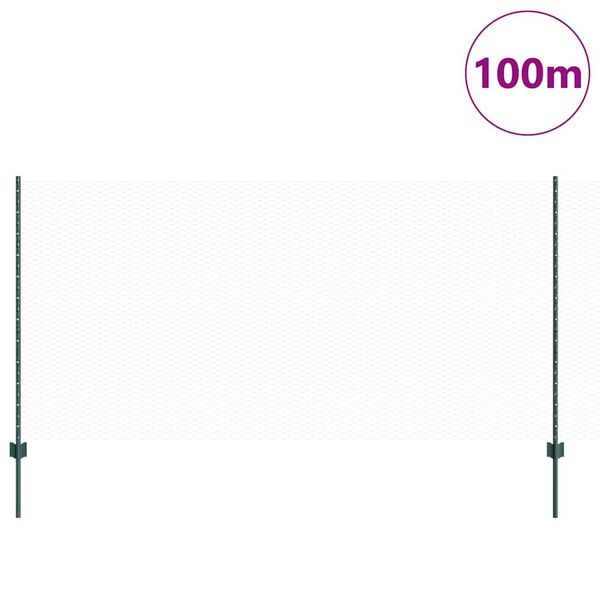 vidaXL Ограда с пост Зелен 1,2 x 100 m Стомана и PVC