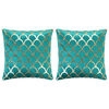 vidaXL Възглавници, 2 бр, принт фолио, зелено-златни, 40x40 см, кадифе