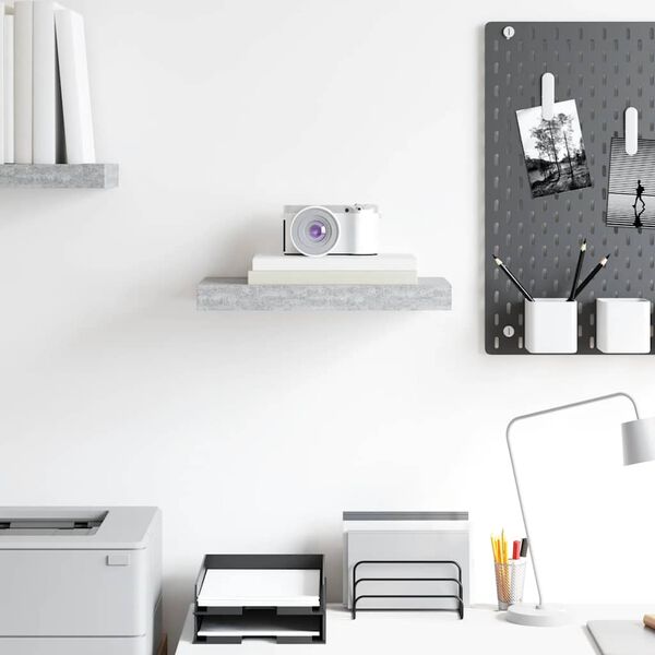 vidaXL Окачен стенен рафт, бетонно сив, 40x23x3,8 см, МДФ