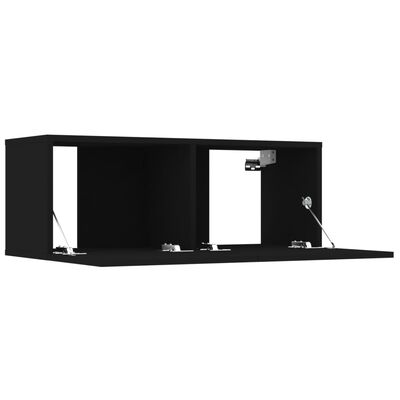 vidaXL Комплект ТВ шкафове от 7 части, черен, инженерно дърво