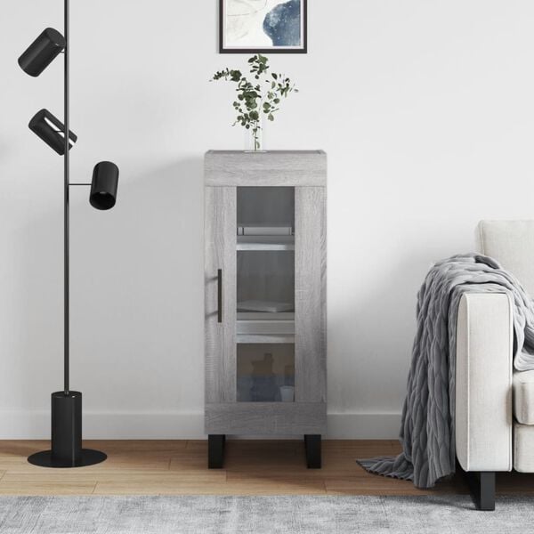 vidaXL Сайдборд, сив сонома, 34,5x34x90 см, инженерно дърво