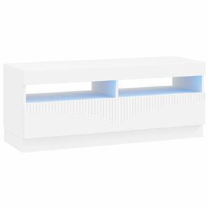 vidaXL LED телевизионен кабинет Бяло Инженерна дървесина