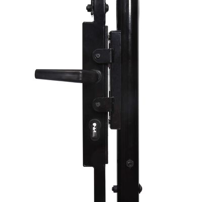 vidaXL Оградна порта една врата заострени върхове стомана 1х1 м черна