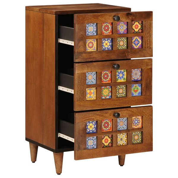 vidaXL Служебен шкаф Орех 40 x 33 x 75 см Солидно мангово дърво